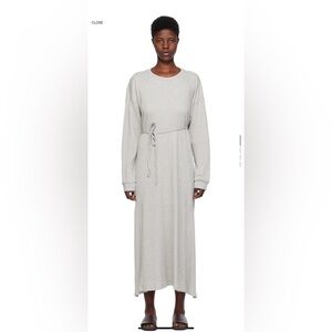 Gray Ribbed Knit Midi Dress